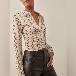 Reformation Kendall Silk Shirt in Frequency